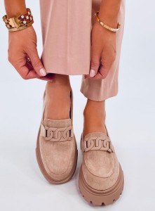 Mokasyny na platformie z klamerką LEENA KHAKI